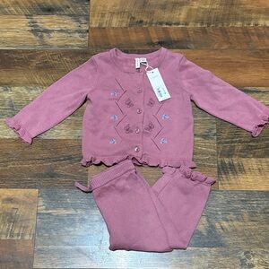Janie and Jack Pink‎ Knit Baby Cardigan Set